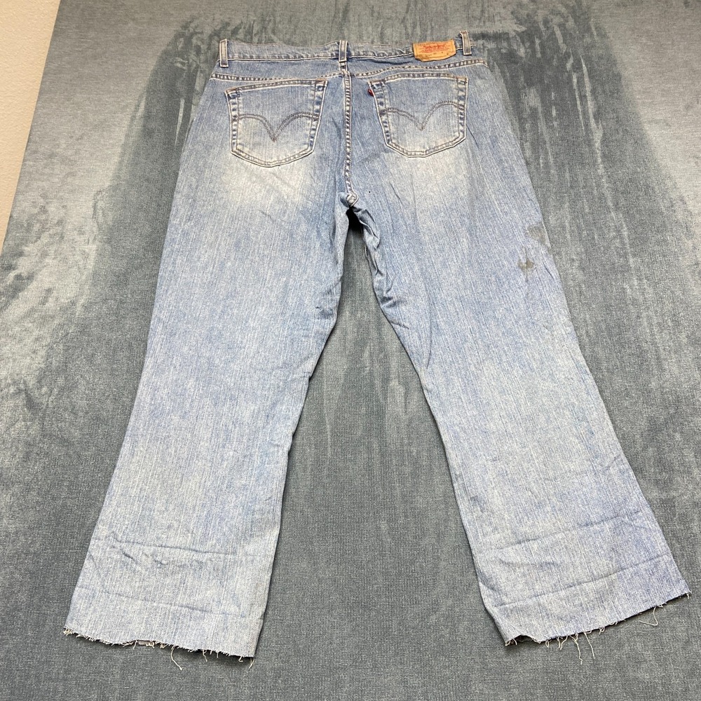 Levi's 515 Nouveau Bootcut Jeans Womens 16M 36x25.5 Blue Cotton Mid Rise Raw Hem